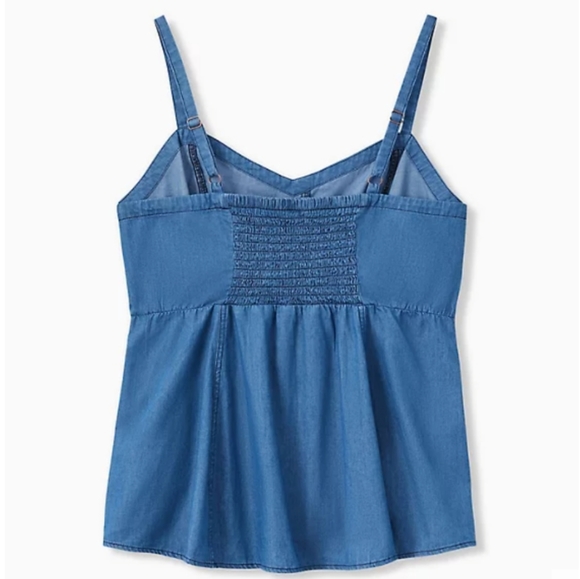 torrid | BLUE CHAMBRAY BUTTON FIT & FLARE CAMI - Picture 3 of 6